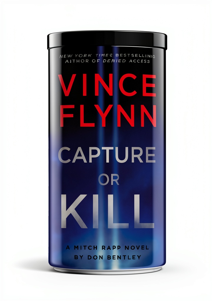 Installing Mitch Rapp Thriller Book 23 by Vince Flynn on a wooden desk
