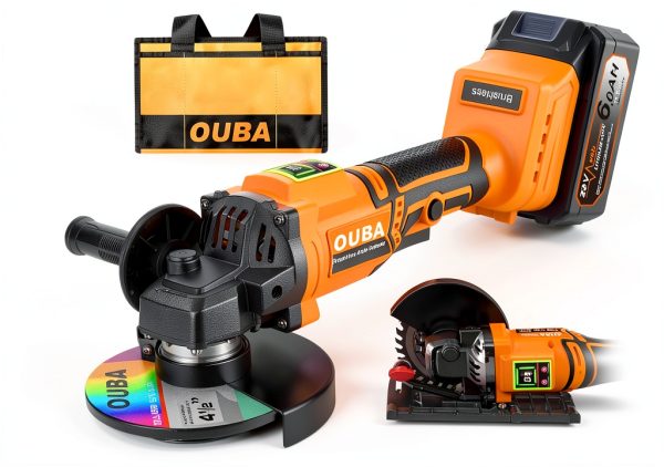 OUBA Cordless Angle Grinder 20V Orange 1xBattery 9500 RPM Metal Tool-0